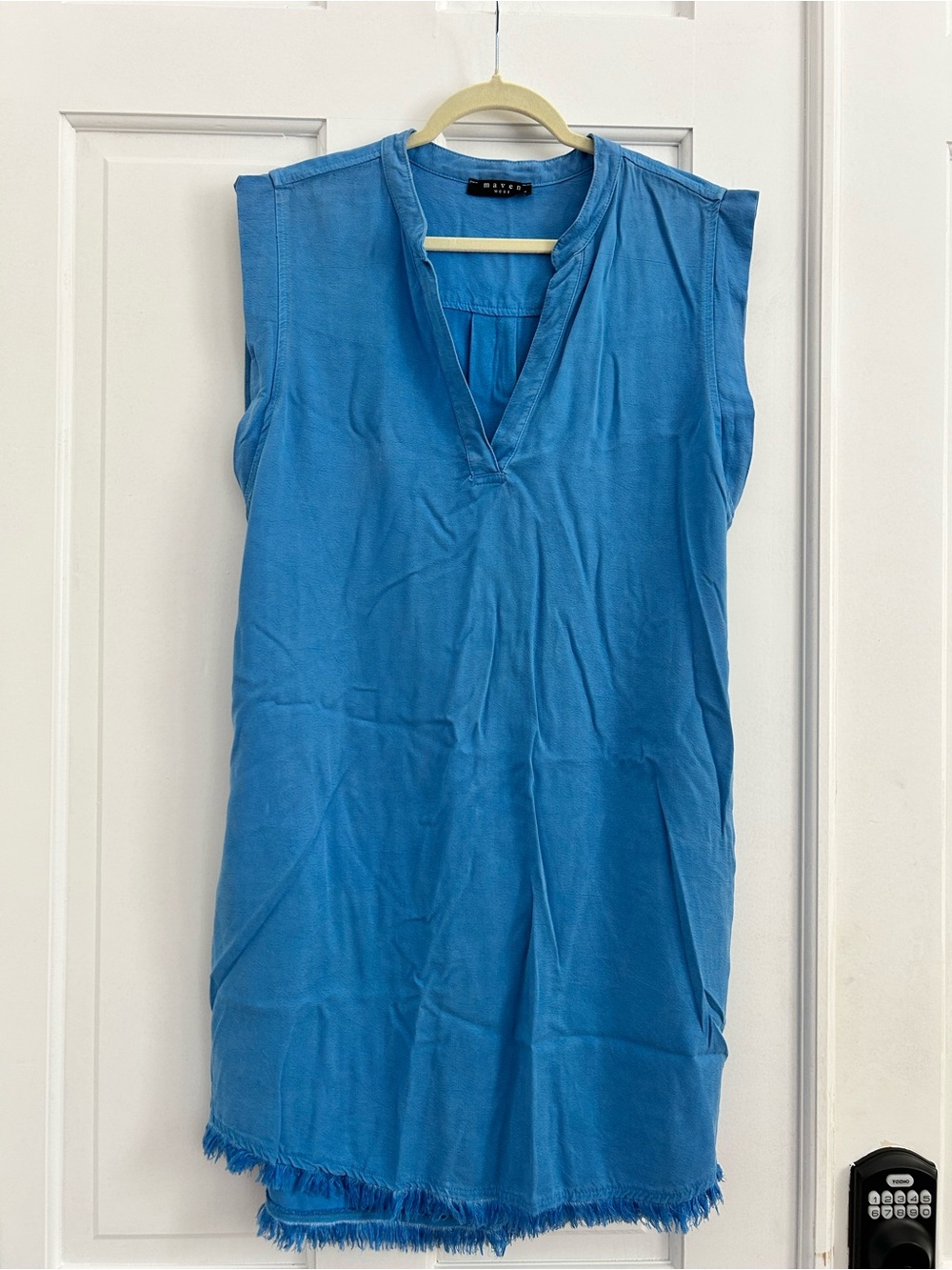 Maven West Turquoise Blue Sleeveless V-Neck Shift Dress